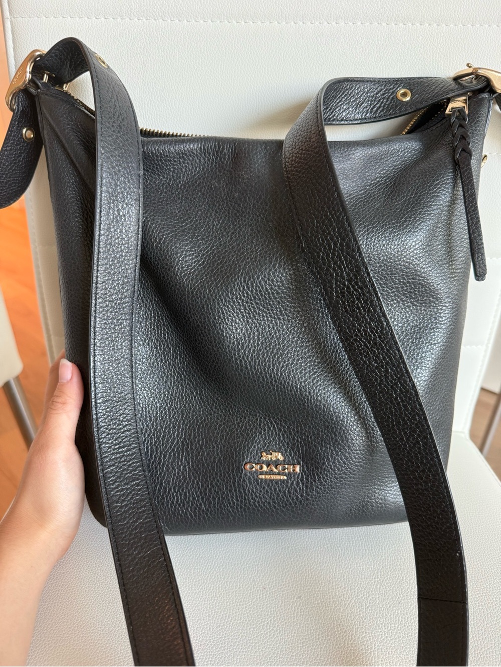 COACH Val Duffle Pebbled Leather Black Shoulder Bag